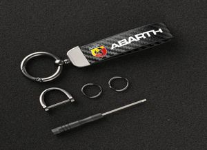 Porte-clés de voiture en fibre de carbone, anneaux en fer à cheval rotatifs à 360 degrés pour Fiat Abarth 595 500 124 Spider, accessoires 3899110