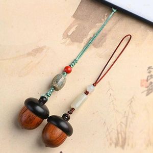 Porte-clés chaîne téléphone lanière porte-clés suspendus décoration femmes collier en bois style chinois voiture