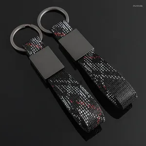 Porte-clés cool Oxford palmé porte-clés pour femmes mode noir tressé voiture porte-clés accessoires en alliage de zinc anneau en métal pendentif
