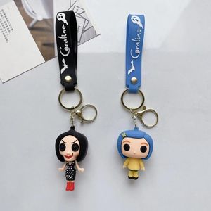 Keychains Coraline The Secret Door Film Film Figures Action Dolch Keychain Cute PVC Keyring Ornement Chain Chain Pendants Kids Gifts