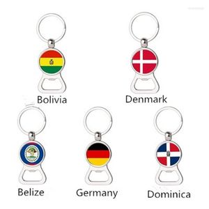 Porte-clés créatif bolivie Belize danemark allemagne drapeau de la Dominique temps bijou multifonction porte-clés en métal ouvre-bière accessoires