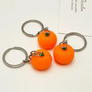Keychains Creative Fruit Series Imitation Orange Men Car Key Resin Pennant Small Gift For Women Mute Bag Jewelry