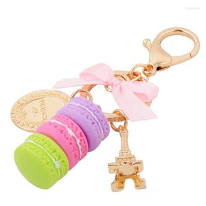 Porte-clés Creative Macarons Gâteau Porte-clés Tour Eiffel Ruban Arc-Noeud Porte-clés Femmes Sac À Main Sac Charme De Mode Bibelot Cadeau Bijoux