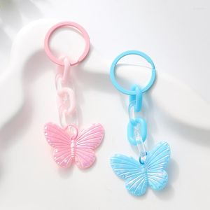 Porte-clés mignon acrylique résine plastique papillon animaux volants porte-clés insectes pendentifs pour femmes hommes amoureux saint valentin cadeau