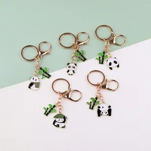 Porte-clés mignon panda bambou porte-clés personnalisé créativité simple étudiant sac d'école pendentif cadeau voiture