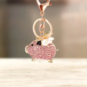 Porte-clés mignon strass cristal aile cochon porte-clés Animal zodiaque sanglier porte-clés porte-anneau sac pendentif accessoires porte-clés