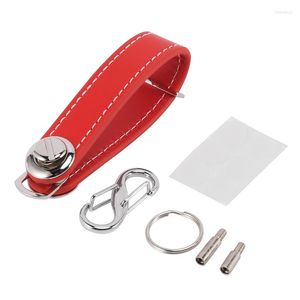 Llaveros Moda Car Key Pouch Bag Case Wallet Holder Chain Ring Pocket Organizer Smart Leather Keychain Red
