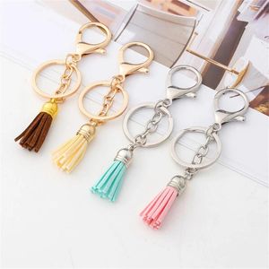 Porte-clés Mode PU Cuir Pompon Porte-clés Or Argent Couleur Rond Pompon Mignon Sac Pendentifs Voiture Porte-clés Fringe Bijoux Cadeau