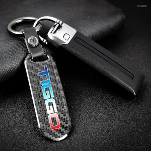 Porte-clés pour CHERY TIGGO 3 4 5 7 PRO 8 Mode haut de gamme en fibre de carbone matériau en métal porte-clés produits automobiles accessoires de voiture Miri2
