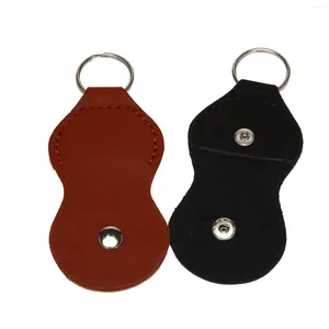 Case de soporte de guitarra de llaves - Bolsa de llave de llave de llave de llavero de cuero (2 paquete de marrón negro)