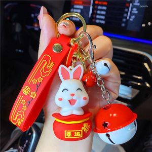 Porte-clés bonne année porte-clés chanceux zodiaque chinois poupée sac voiture porte-clés téléphone portable breloque sac à dos en gros