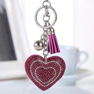 Porte-clés coeur porte-clés cuir gland or porte-clés métal cristal chaîne porte-clés breloque sac Auto pendentif cadeau prix de gros