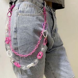 Porte-clés Hip Hop Vintage Coloré Coeur Porte-clés Pour Femmes Egirl Punk Cool Transparent Taille Pantalon Porte-clés Accessoires À La Mode Bijoux Mir