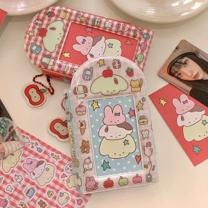 Keychains Kawaii Photocard Holder Livre 28 Buttons Pocket Lock 3inch Min Collect Book avec l'album photo d'idol de trousque