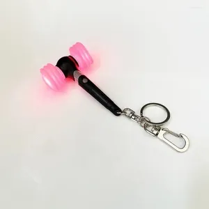 Keychains Kpop Idol Girls Light Stick Creative Pink Hammer Hammer Keyrings Sac Pendant Tings Tings Fans Collections Gifts With Batteries