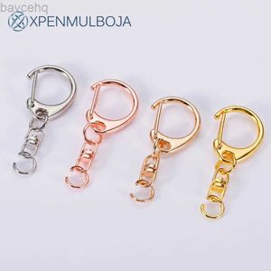 Keychains Lanyards 10pcs Anneau de clé avec chaîne d hooks snap hooks divisé connecteur clé en métal anneau avec anneau de saut ouvert pour artisanat bricolage bijourie D240417