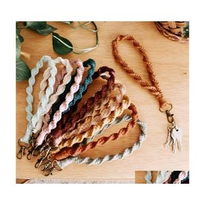 Llaveros Lanyards Boho Bolsa Accesorios Rame Wristlet Wrist Lanyard Correa Llavero Pulsera Surtido de colores Rames Trenzado Key Fob 44 Dhhoq