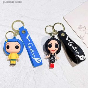 Porte-clés Longes Classique Anime Film Coraline la Porte Secrète Poupée Porte-clés Coraline Action Modèle Pendentif Porte-clés pour Sac Ornement Porte-clés Y240316