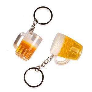 Llaveros Lanyards Jarra de Cerveza Creativa Llavero Colgante Simation Tumblers Straight Cup Lage Decoración Regalo Personalizado Llavero Dr Dhcdj