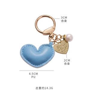 Keychains Lonyards mignons perles keychain Pendant Pu Leather Heart Keyring For Women Bag Ornement Case Case Charms Car Key Holder Couple Couple