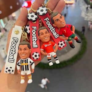 Porte-clés longes Football Ronaldo joueur Figure étoile de football porte-clés sac pendentif Collection poupée porte-clés figurines d'action souvenirs jouets cadeaux 231025