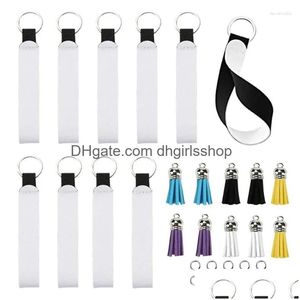 Porte-clés Lanyards Porte-clés 10pcs / Set Dye Sublimation Matériel de plongée vierge Dragonne Porte-clés Ensemble Drop Livraison Mode Accesso Dhlmf