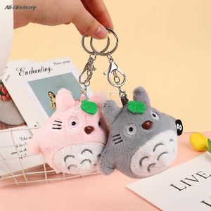 Keychains Lanyards mini mi vecino Totoro Plush Toy New Kawaii Anime Totoro Keychain Toy Lelughed Plush Totoro Doll Toy For Children Gift