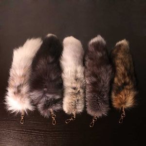 Keychains Lanyards New Fashion Wolf Fox Tail Fur Keychain