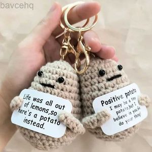 Kekandains Lonyards énergie positive Potate Keychain Femmes Men Funny Lunch Cucumber Poll Keches Coupes sacs Pendante Car Keychain Accessoires de mode D240417