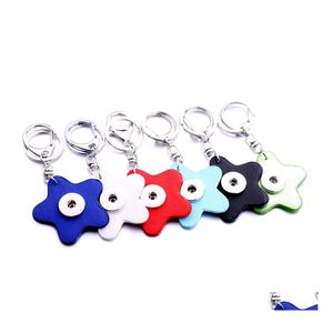 Porte-clés Longes Étoile Forme En Cuir Pu Porte-clés Sac Charme Bouton Pression Porte-clés Diy Accessoire Pendentif Fit 18 / 20Mm Snaps Boutons J Dhx3E