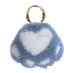Keychains Lanyards Femmes Girls Gift Rabbit Fur Cat Claw mignon Clé Pendant sac Accessoires Fashion Accessoires Drop Livraison DHM6O