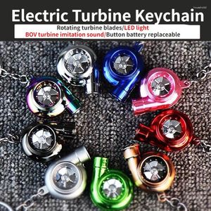 Porte-clés LED électrique Mini Turbo Turbocompresseur Porte-clés Spinning Turbine Porte-clés Pendentifs Imitative Sound Car Thème Accessoires