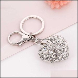 Porte-clés en métal 3D mignon coeur d'amour sac à main mode strass-cristal charme sac à main sac de voiture porte-clés porte-clés maman-amant porte-clés Dhnrf