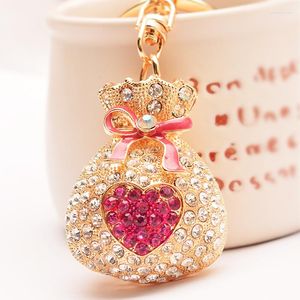 Porte-clés Mini 3D Strass-Cristal Coeur Sac D'argent Porte-clés Charme Pendentif Sac À Main Papillon-Bow Fortune-Porte-clés Porte-clés