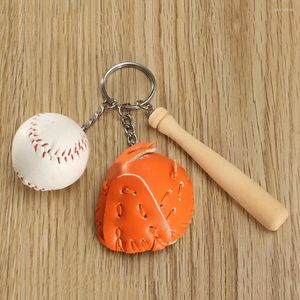 Porte-clés Mini simulation de baseball, ensemble de gants pour les fans de sport, modèle en bois exquis, simulation d'accessoires