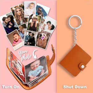 Porte-clés personnalisé Mini Po cuir personnalisé 12 pièces coloré livre d'images porte-clés famille anniversaire bricolage portefeuille pendentif