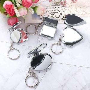 Keychains Miroir pliant portable Poche de clés de poche compacte compact cosmétique avec anneau