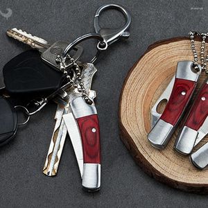 Porte-clés couteau droit pliant Portable, Mini porte-clés de poche en acier inoxydable épais, ouvre-boîte à colis, porte-clés cadeau