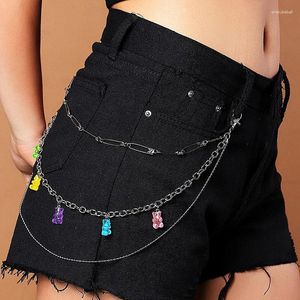 Porte-clés Punk chaîne sur le jean pantalon femmes hommes mignon ours charme taille Vintage métal acrylique ceinture Hisster pantalon porte-clés bijoux