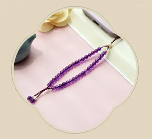 Porte-clés Pure Natural Amethyst Mobile Phone Chain Wrist Pendant Beaded Key Birthday Gift