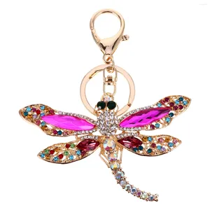 Keychains Ringue Animal Ring Dragonfly Keychain Car Crystal Accessoires suspendus Alloy