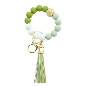 Porte-clés Bracelet en silicone, porte-clés, chaîne, bracelet, chaînes à pampilles perlées, Kit d'anneaux bleus en vrac