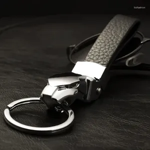 Porte-clés en acier inoxydable en métal tête de léopard en cuir porte-clés pour homme femmes porte-clés voiture noir haute qualité cadeau Q-003