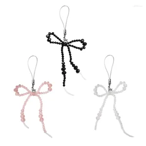 Keychains dulces frías bowknot ench cadena de teléfono correas de cristal arco colgante 264e