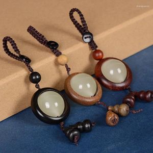 Keychains traditionnels bonne chance roserwood lumineux perle porte-clés mignon mini ebony bois clés clés vœux