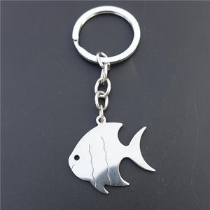 Llaveros Llavero de pescado tropical Gris Plata Color Acero inoxidable Hombres Niños Océano Mar Joyería Regalo