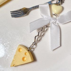 Keychains Coraero de bolos de teléfono de queso único Corazón colgante de bolsas con horquilla Pendnat regalo perfecto para amante de la moda