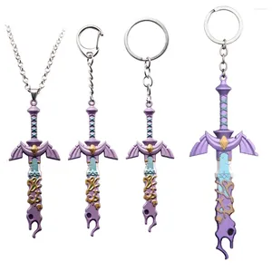 Keychains Zeldas Master Sword Model Keychain Tears of the Kingdom Metal Pendse Key Ring para ventiladores Regalo de colección de joyas Cospaly