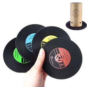 Lot de 12 disques vinyles pour boissons Protection de table pour éviter d'endommager les meubles Dessous de verre en silicone