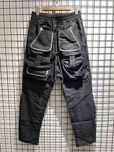 Caqui Negro Gris Cargo Pantalones Hombres Mujeres Mejor calidad Cordón High Street Multi-bolsillo Monos H1223